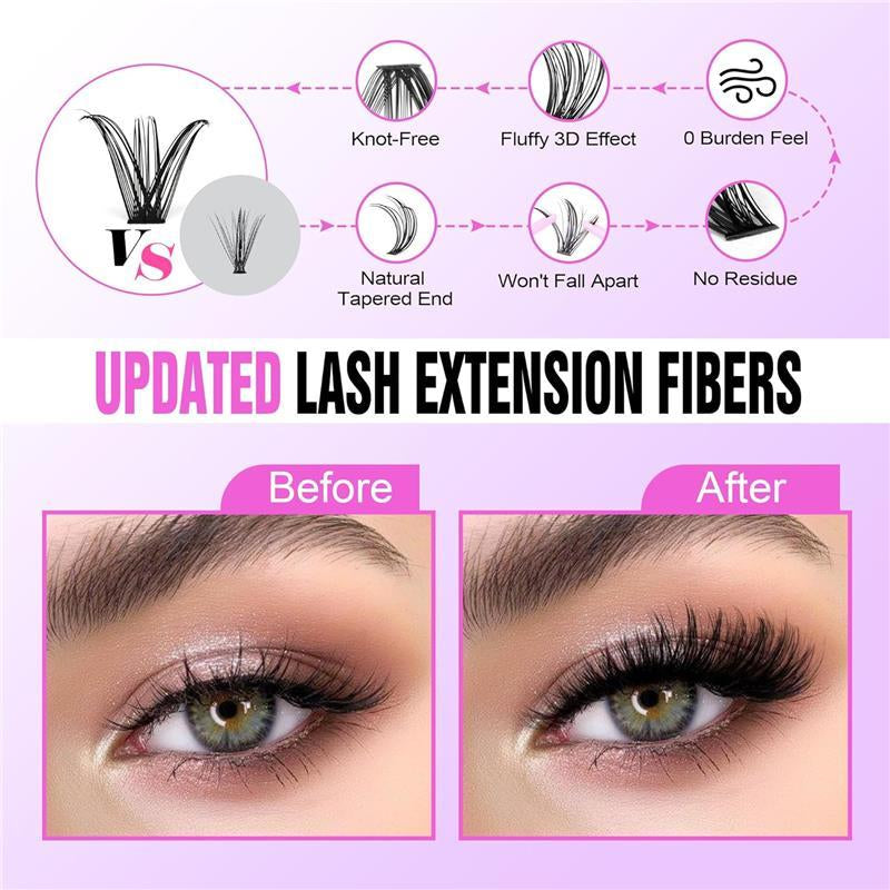 DIY Pawotence Lash Extension Kit - 280Pcs Clusters, 9-16Mm 30D 40D Individual Lashes with Bond and Seal, Tweezers for Self Use - Salon, Makeup Waterproof Aloe