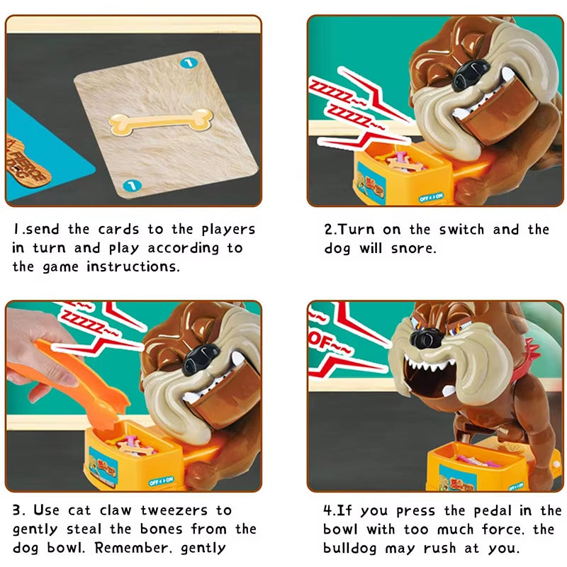 Bulldog Funny Prank Toys Don'T Take Buster'S Bones Bad Dog Chew Bone Action Games Parents Interactive Toys Game Kids Xmas Gift