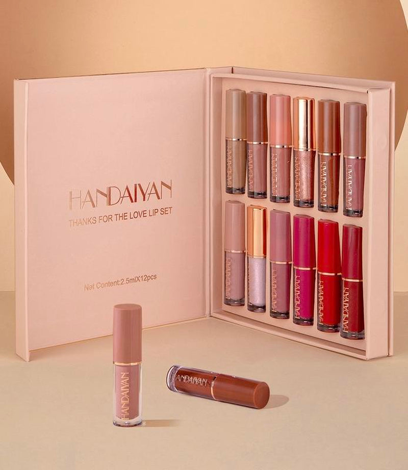 12Pcs Moisturizing Liquid Lipstick Glossy Lip Glaze Stick Lip Moisturizer ，Infused Lip Gloss Smudge Proof Matte and Pearlescent Lip Gloss Set, Lip Tint for Women, Girl, Tinted Lip Balm Hydrating Lip Stain. Gift Makeup Flawless Cosmetic Hydrate Lip Care