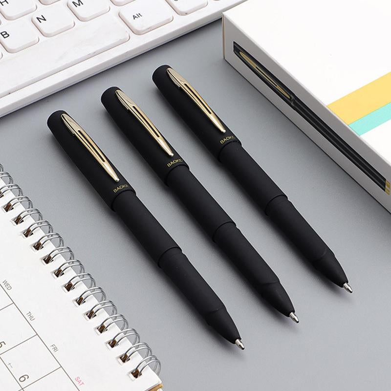 Plain Roller Ball Gel Pen, 3Pcs Black Gel Pens, Special Pen for School or Office, Office Accessories, Writing Tools