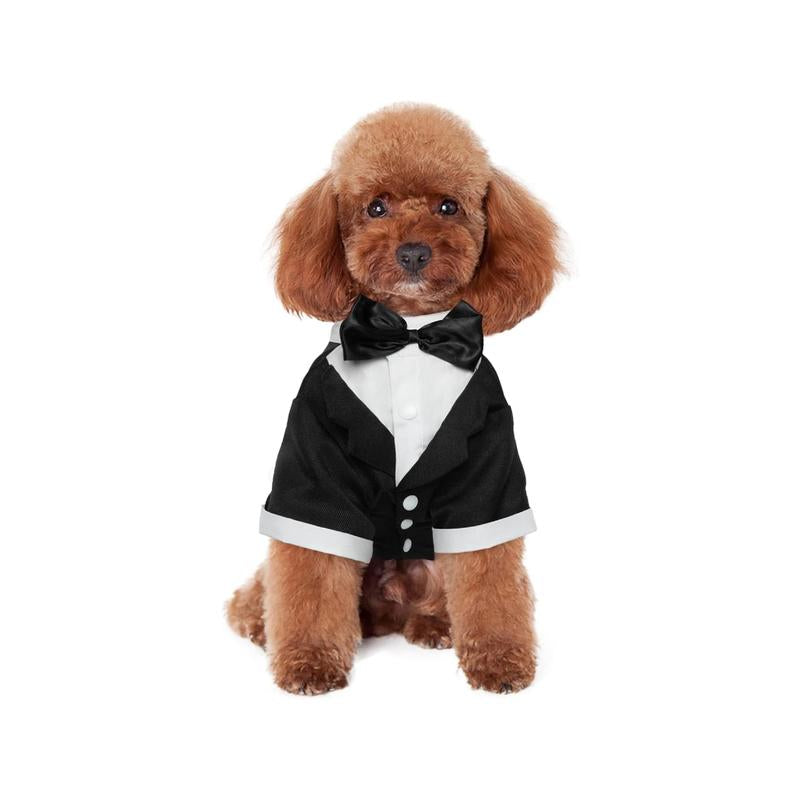 Kuoser Dog Tuxedo, Dog Wedding Suit with Bow Tie Formal Dog Tux Pet Wedding Party Birthday Costume, Dog Valentines Christmas Halloween Graduation Outfit Cosplay And