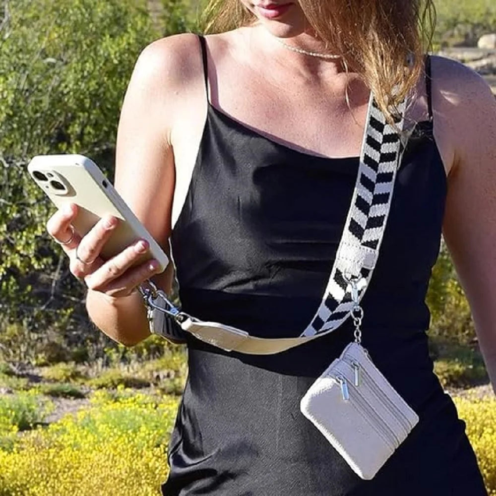Phone Strap with Zippered Pouch for Women, Adjustable Cellphone Lanyard Crossbody with Wallet ,Clip and Go Strap for Phone