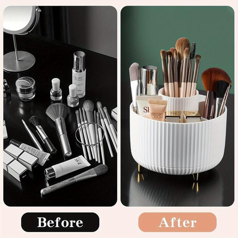 Makeup Brush Holder Organizer,360° Rotating Makeup Brush Organizer,5 Slot Make up Brushes Cup for Cosmetics, Nail Polish, Art Supply, Bathroom Vanity Desktop Organizer