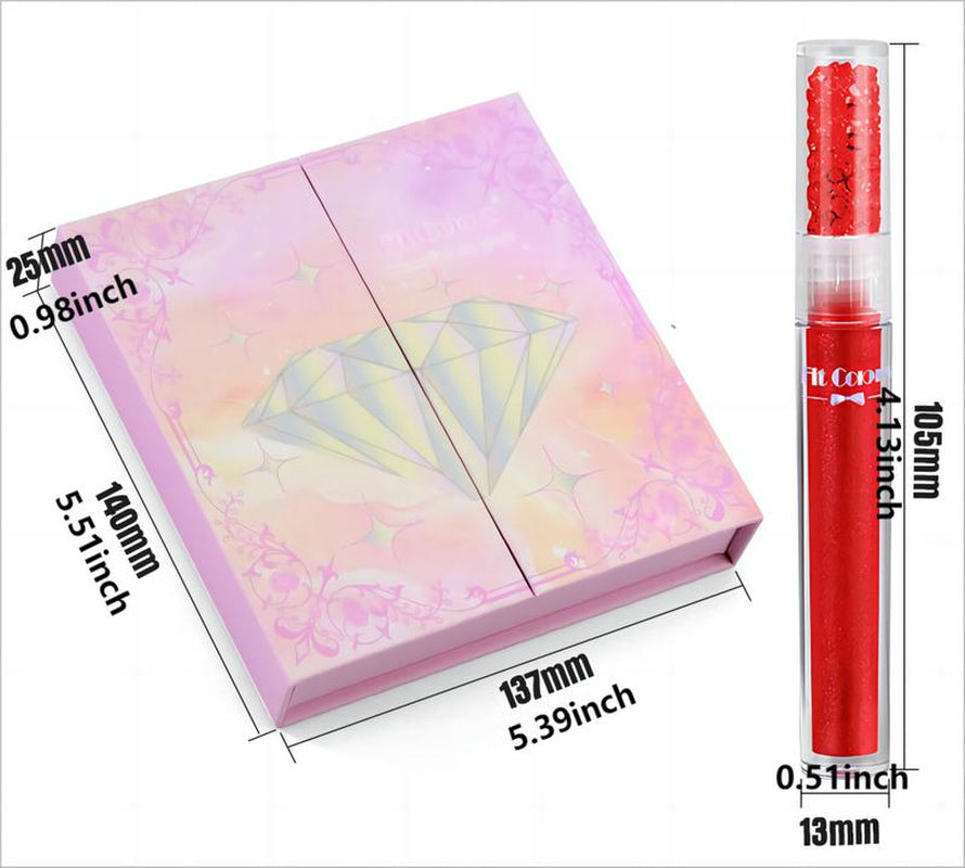 6 Diamond Lip Gloss Gift Set Non-Stick Cup Lip Gloss Lip Gloss Lip Glaze Valentine'S Day Party Gift