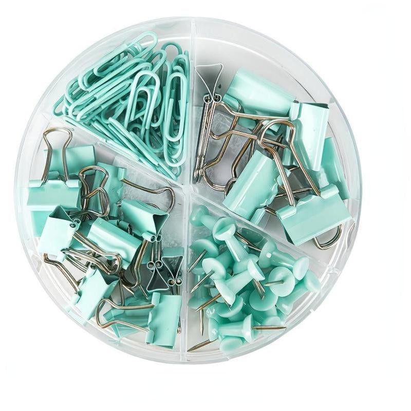 Binder Clip & Paper Clip & Push Pin Set, 72Pcs/Set Non-Slip Map Tack Thumbtack Clip, Office School Home Supplies