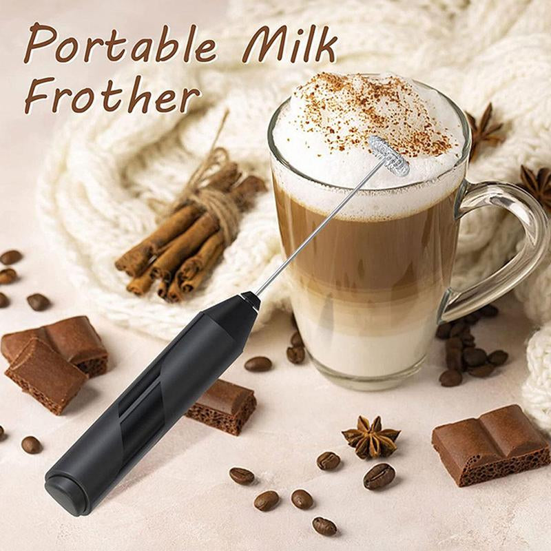 Battery Operated Electric Milk Frother, Handheld Milk Frother Stick, Stainless Steel Whisk, Coffee Mixer and Foam Maker