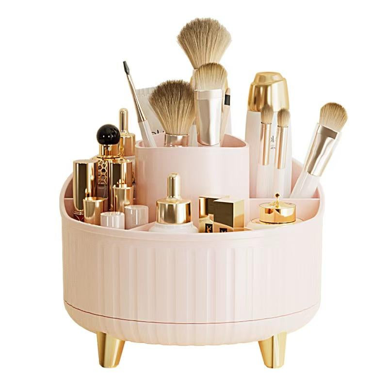 Makeup Brush Holder Organizer,360° Rotating Makeup Brush Organizer,5 Slot Make up Brushes Cup for Cosmetics, Nail Polish, Art Supply, Bathroom Vanity Desktop Organizer