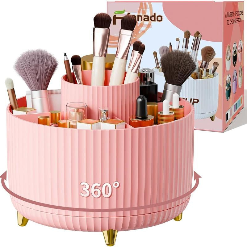 Makeup Brush Holder Organizer,360° Rotating Makeup Brush Organizer,5 Slot Make up Brushes Cup for Cosmetics, Nail Polish, Art Supply, Bathroom Vanity Desktop Organizer