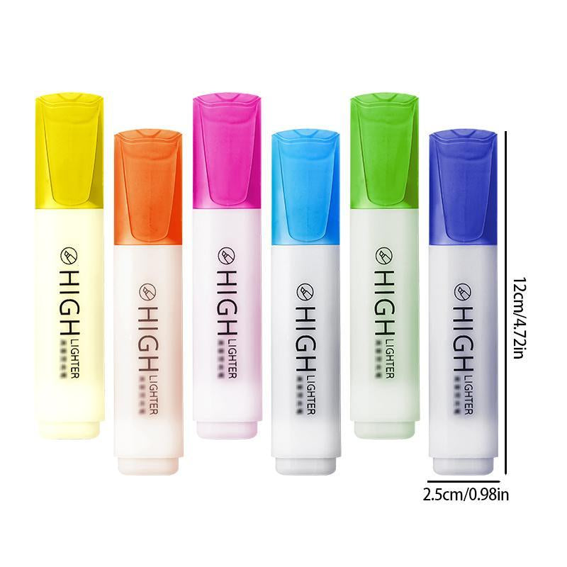 Multicolor Highlighters, 6 Counts Highlighter Pens, Mixed Color Highlighter, Drawing Noting Highlighting Pen for Students, School-Starting Stationery Set, School Supplies