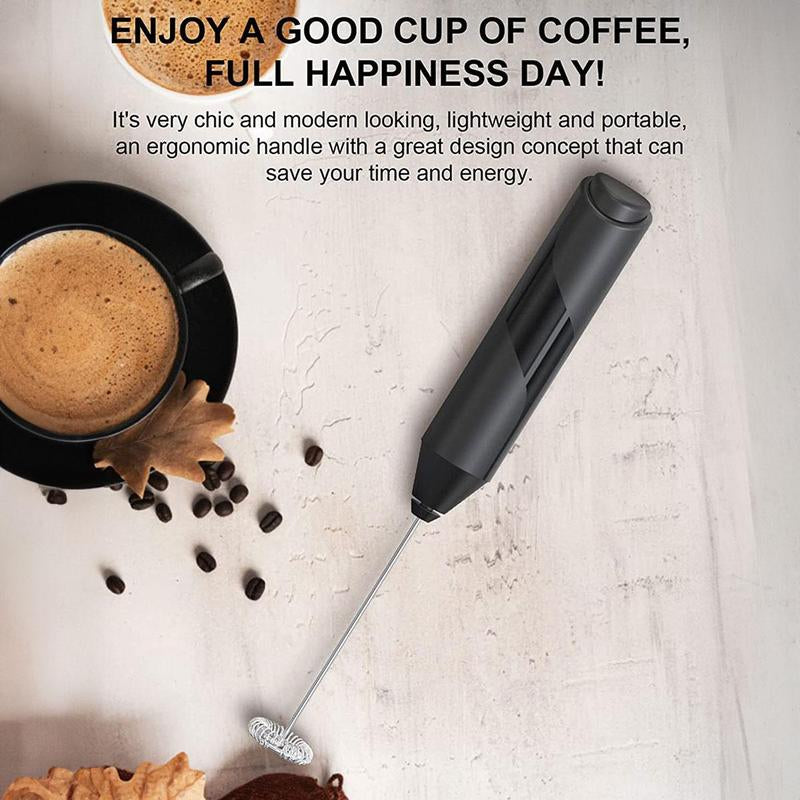 Battery Operated Electric Milk Frother, Handheld Milk Frother Stick, Stainless Steel Whisk, Coffee Mixer and Foam Maker