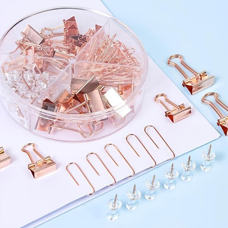Binder Clip & Paper Clip & Push Pin Set, 72Pcs/Set Non-Slip Map Tack Thumbtack Clip, Office School Home Supplies