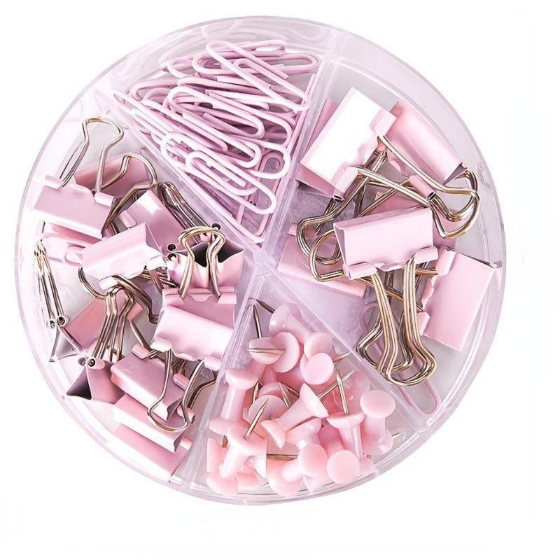 Binder Clip & Paper Clip & Push Pin Set, 72Pcs/Set Non-Slip Map Tack Thumbtack Clip, Office School Home Supplies