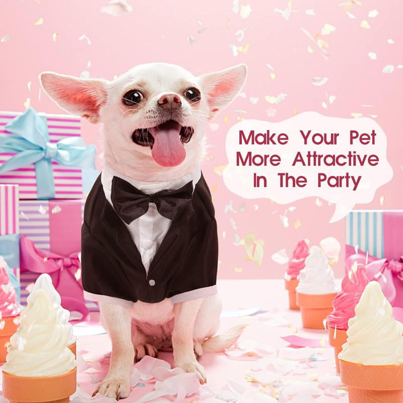 Kuoser Dog Tuxedo, Dog Wedding Suit with Bow Tie Formal Dog Tux Pet Wedding Party Birthday Costume, Dog Valentines Christmas Halloween Graduation Outfit Cosplay And