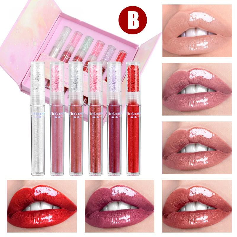 6 Diamond Lip Gloss Gift Set Non-Stick Cup Lip Gloss Lip Gloss Lip Glaze Valentine'S Day Party Gift