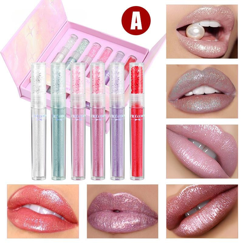 6 Diamond Lip Gloss Gift Set Non-Stick Cup Lip Gloss Lip Gloss Lip Glaze Valentine'S Day Party Gift