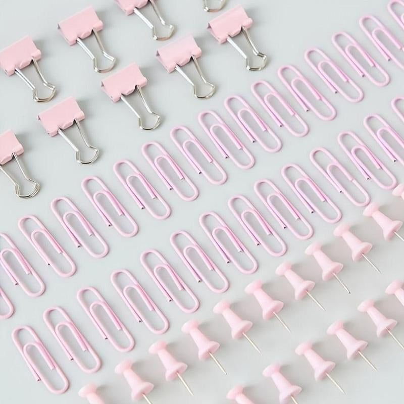Binder Clip & Paper Clip & Push Pin Set, 72Pcs/Set Non-Slip Map Tack Thumbtack Clip, Office School Home Supplies