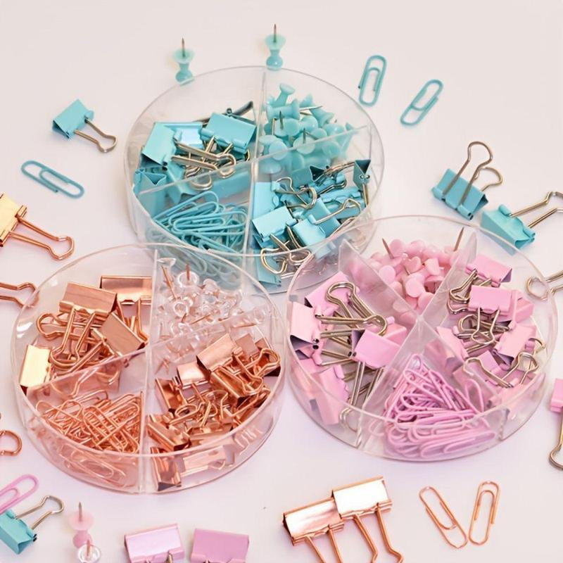 Binder Clip & Paper Clip & Push Pin Set, 72Pcs/Set Non-Slip Map Tack Thumbtack Clip, Office School Home Supplies