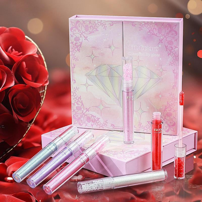 6 Diamond Lip Gloss Gift Set Non-Stick Cup Lip Gloss Lip Gloss Lip Glaze Valentine'S Day Party Gift