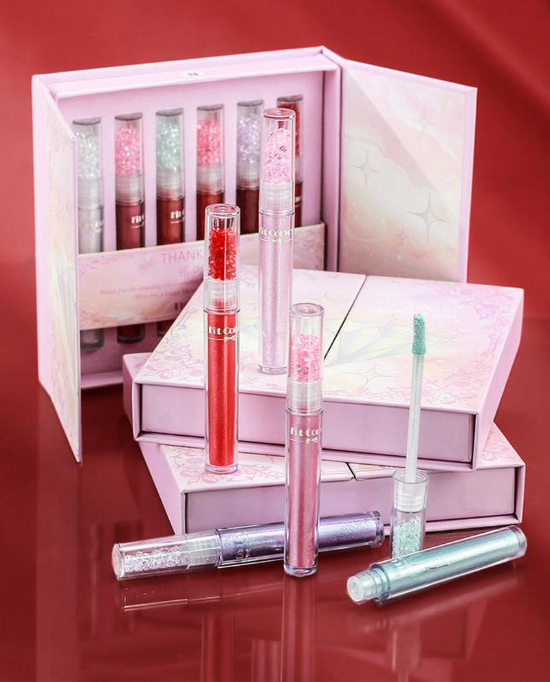 6 Diamond Lip Gloss Gift Set Non-Stick Cup Lip Gloss Lip Gloss Lip Glaze Valentine'S Day Party Gift