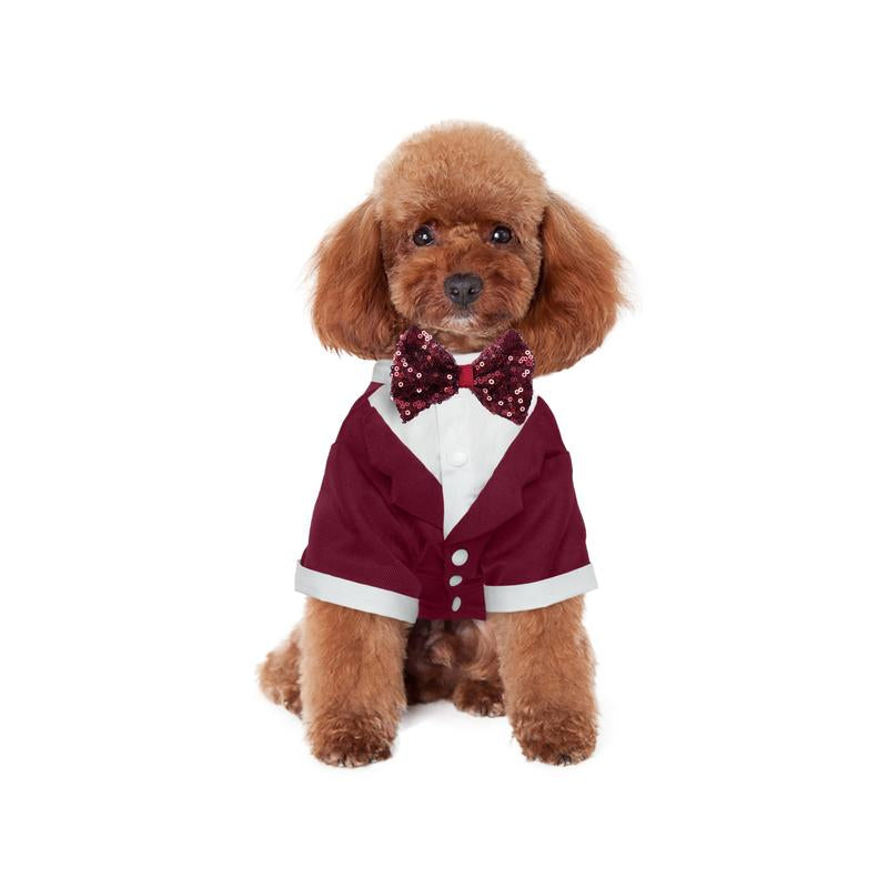 Kuoser Dog Tuxedo, Dog Wedding Suit with Bow Tie Formal Dog Tux Pet Wedding Party Birthday Costume, Dog Valentines Christmas Halloween Graduation Outfit Cosplay And