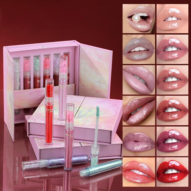 6 Diamond Lip Gloss Gift Set Non-Stick Cup Lip Gloss Lip Gloss Lip Glaze Valentine'S Day Party Gift