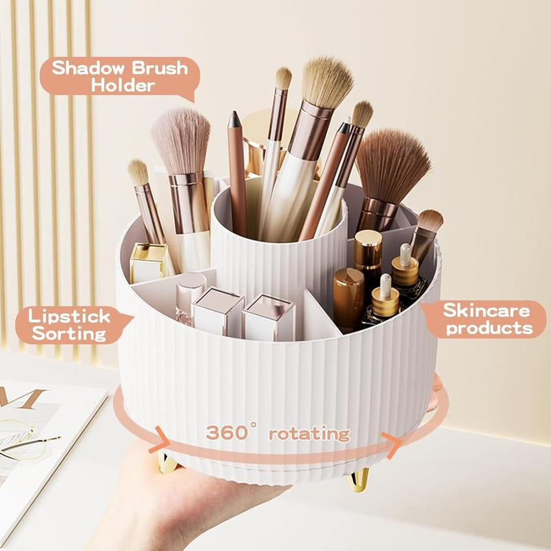 Makeup Brush Holder Organizer,360° Rotating Makeup Brush Organizer,5 Slot Make up Brushes Cup for Cosmetics, Nail Polish, Art Supply, Bathroom Vanity Desktop Organizer