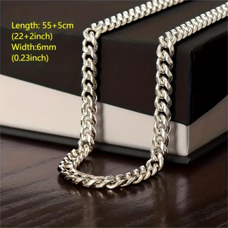 Men'S Chain Necklace & Gift Card & Gift Box, 1 Set Fashion Style Stainless Steel Necklace, Domineering Hip-Hop Punk Rock Chain Gift for Brother Friends