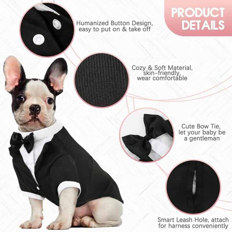 Kuoser Dog Tuxedo, Dog Wedding Suit with Bow Tie Formal Dog Tux Pet Wedding Party Birthday Costume, Dog Valentines Christmas Halloween Graduation Outfit Cosplay And