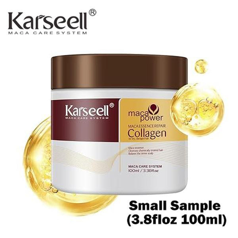 Karseell Small Sample (3.38Floz 100Ml) Collagen Hair Treatment Deep Repair Conditioning Argan Oil Collagen Hair Mask Essence for Dry Damaged Hair All Hair Types 3.38Floz 100Ml