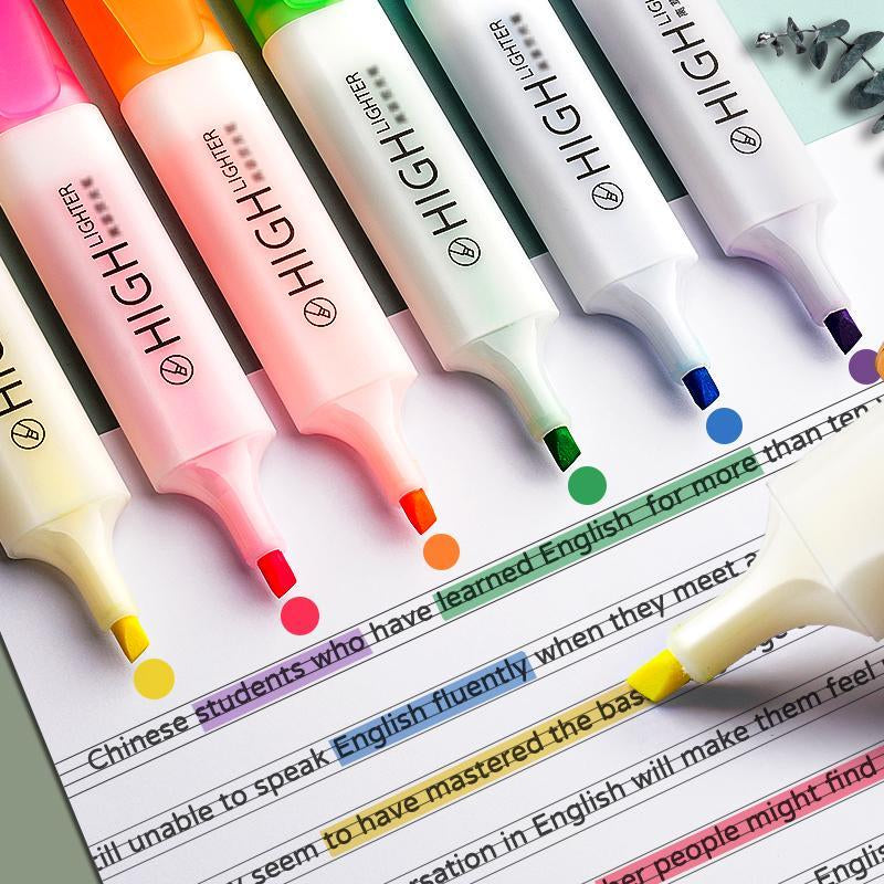Multicolor Highlighters, 6 Counts Highlighter Pens, Mixed Color Highlighter, Drawing Noting Highlighting Pen for Students, School-Starting Stationery Set, School Supplies