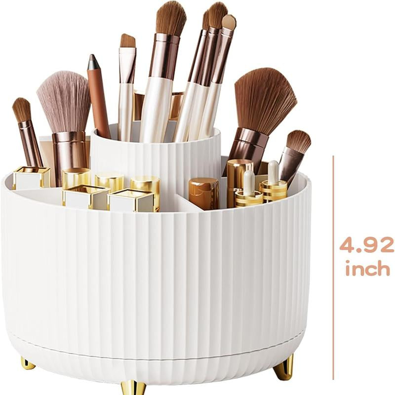 Makeup Brush Holder Organizer,360° Rotating Makeup Brush Organizer,5 Slot Make up Brushes Cup for Cosmetics, Nail Polish, Art Supply, Bathroom Vanity Desktop Organizer
